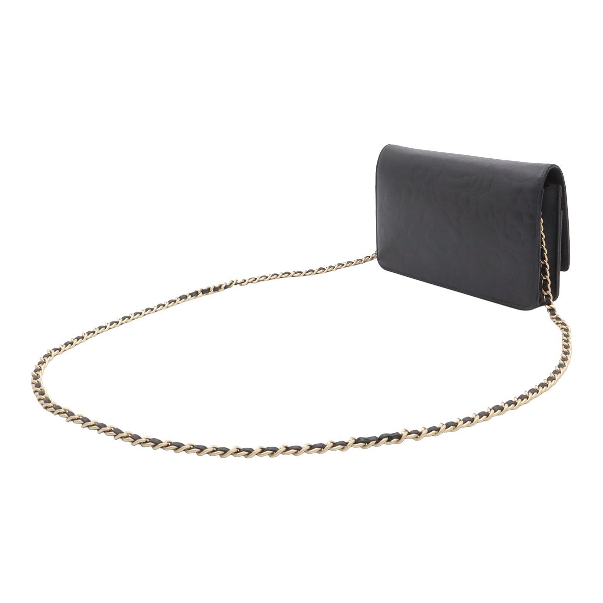 Chanel Camellia CC Logo Chain Wallet Shoulder Bag Pochette Lambskin Leather — view 2