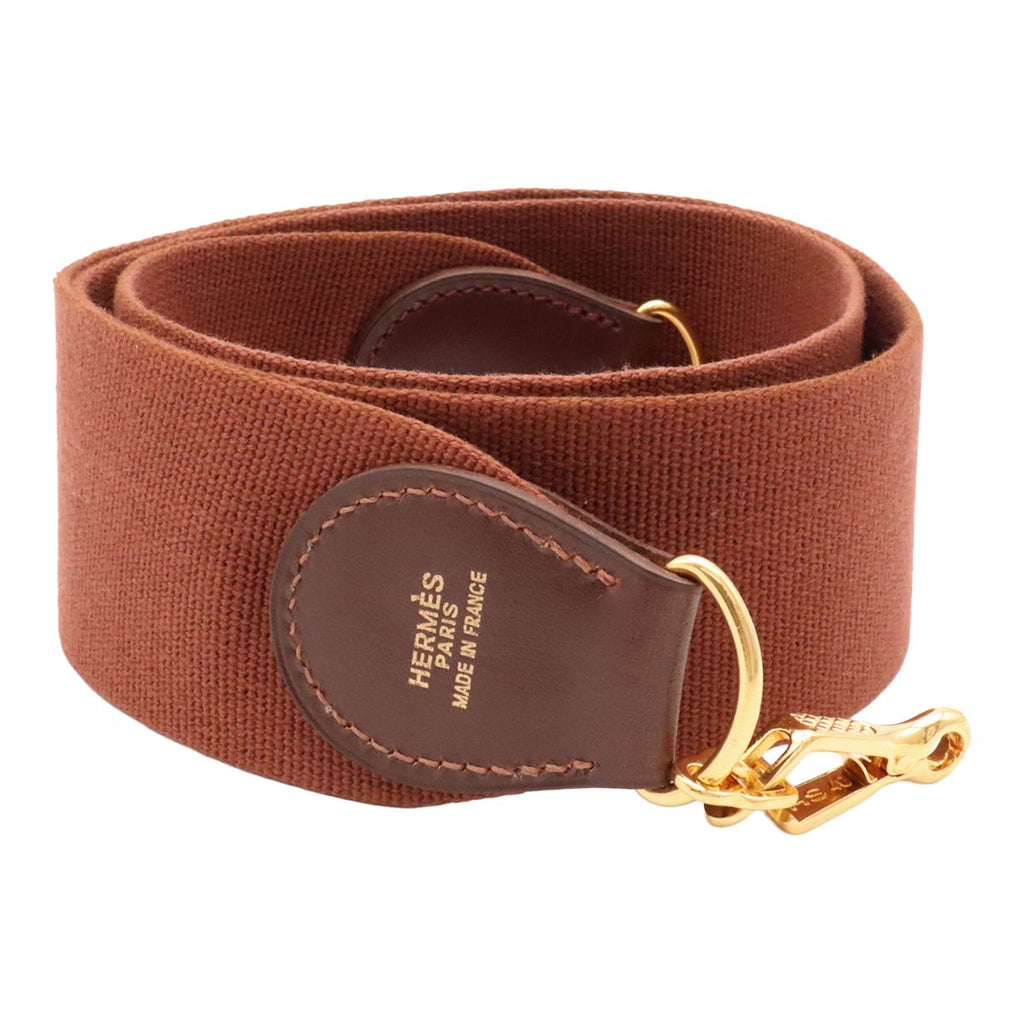 Hermes Evelyne Shoulder Strap for Only Canvas Leather Brown Gold Handbag