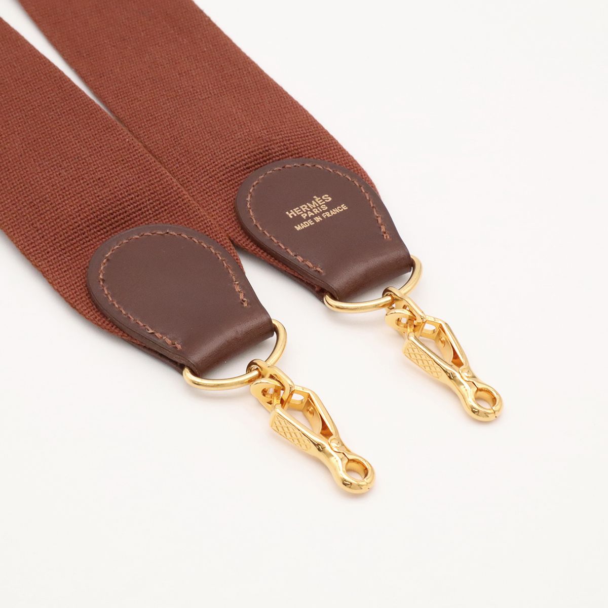 Hermes Evelyne Shoulder Strap for Only Canvas Leather Brown Gold Handbag — view 3