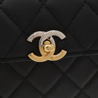 Chanel Quilted Chain Shoulder Bag Pochette Leather Black — view 6
