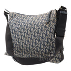 Dior Trotter Shoulder Bag Crossbody Jacquard Canvas Leather Navy Black — view 2