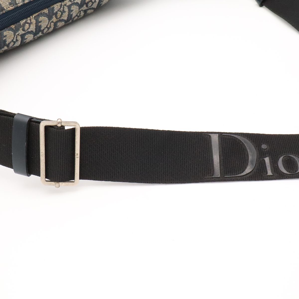 Dior Trotter Shoulder Bag Crossbody Jacquard Canvas Leather Navy Black — view 4