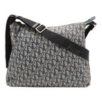 Dior Trotter Shoulder Bag Crossbody Jacquard Canvas Leather Navy Black