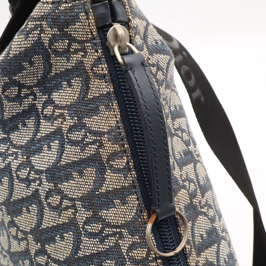 Dior Trotter Shoulder Bag Crossbody Jacquard Canvas Leather Navy Black — view 5