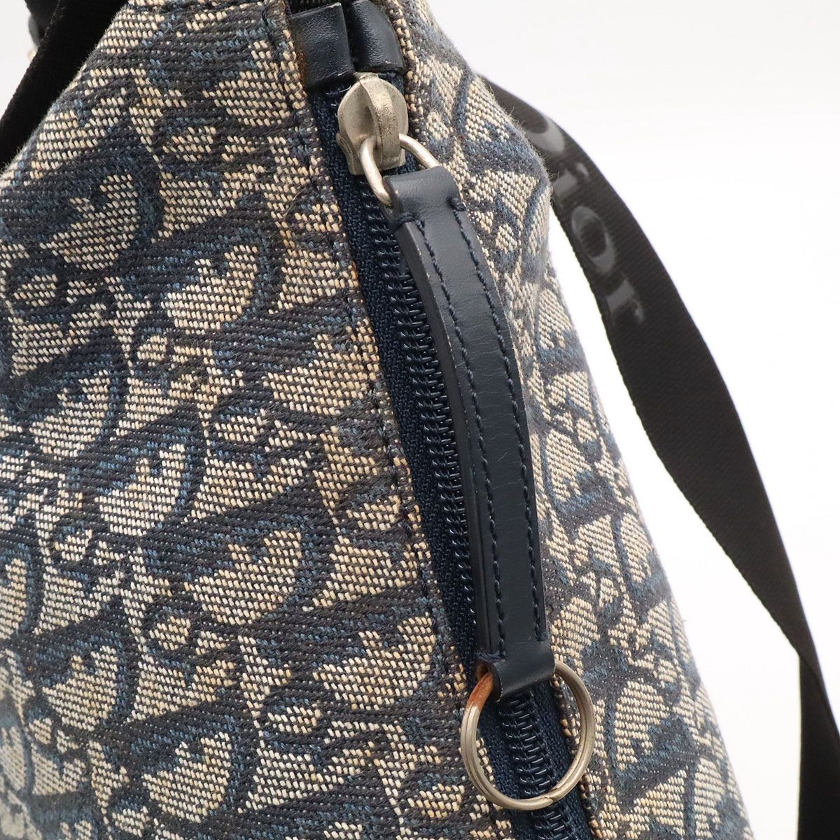 Dior Trotter Shoulder Bag Crossbody Jacquard Canvas Leather Navy Black — view 5