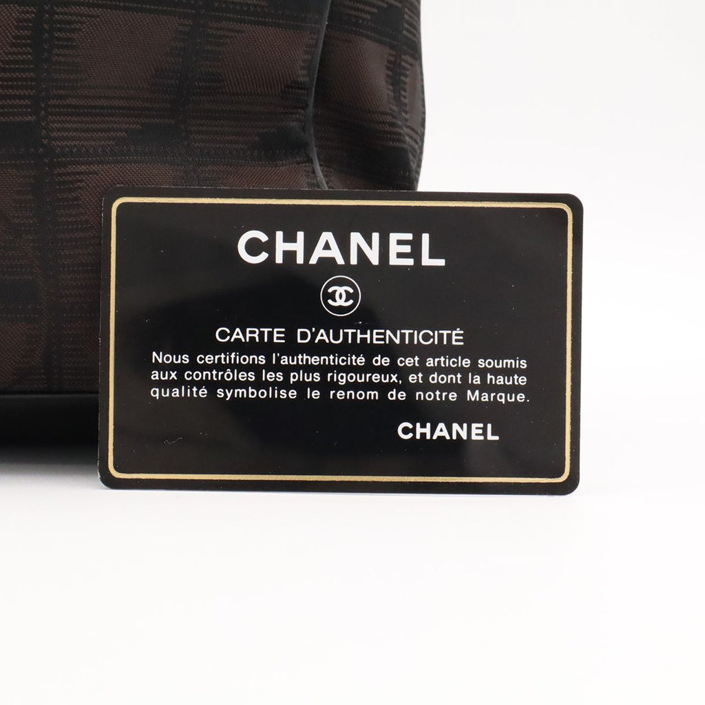 Chanel New Travel Line Tote PM Shoulder Bag Nylon Leather Brown — view 7