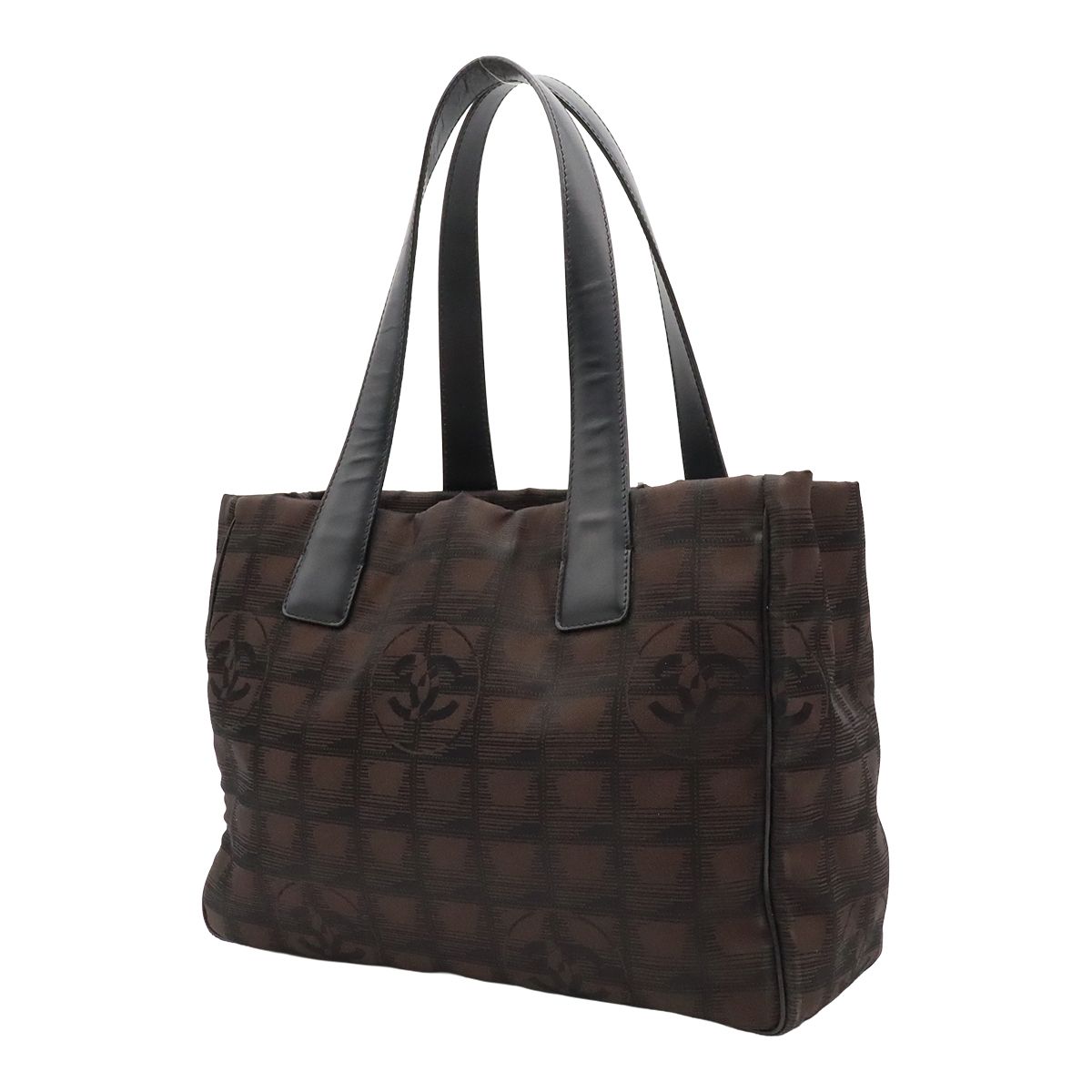 Chanel New Travel Line Tote PM Shoulder Bag Nylon Leather Brown — view 2