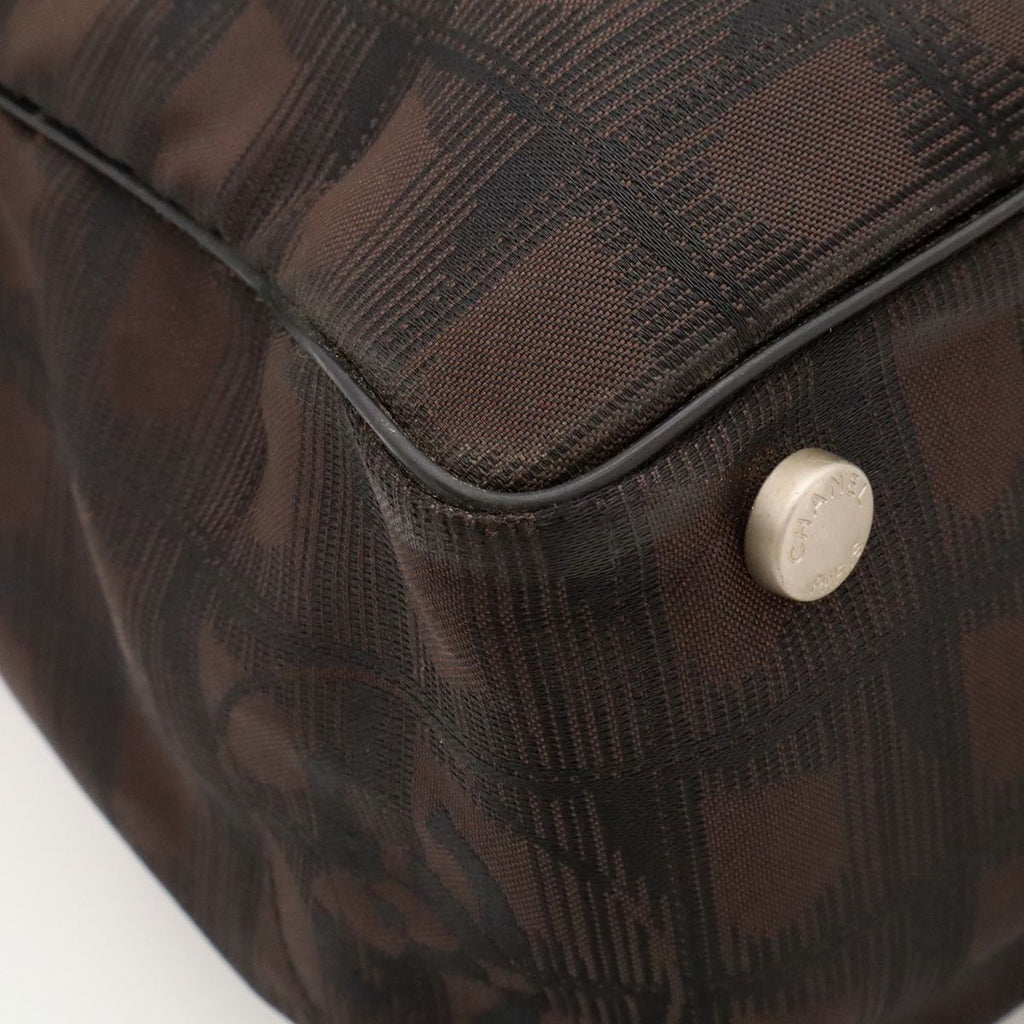 Chanel New Travel Line Tote PM Shoulder Bag Nylon Leather Brown — view 3