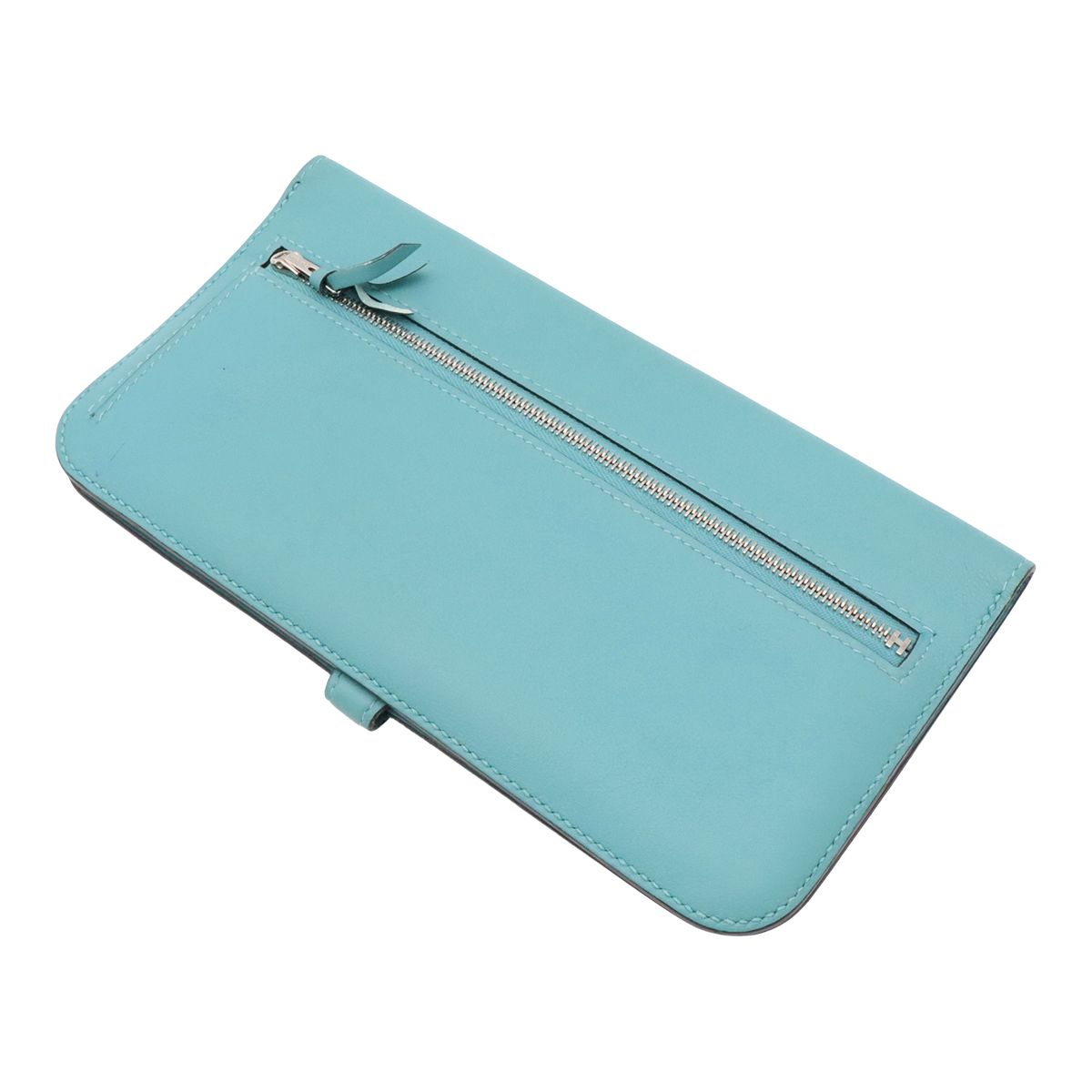 Hermes Dogon Recto Verso Long Wallet Bifold Veau Swift Blue Atoll Silver — view 2