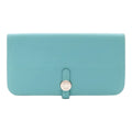 Hermes Dogon Recto Verso Long Wallet Bifold Veau Swift Blue Atoll Silver