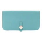 Hermes Dogon Recto Verso Long Wallet Bifold Veau Swift Blue Atoll Silver