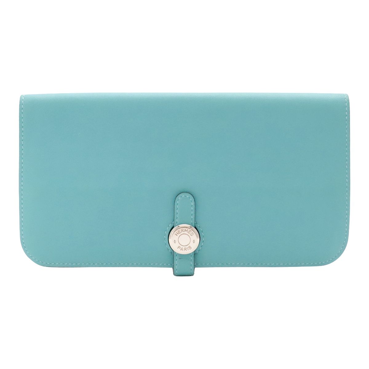 Hermes Dogon Recto Verso Long Wallet Bifold Veau Swift Blue Atoll Silver
