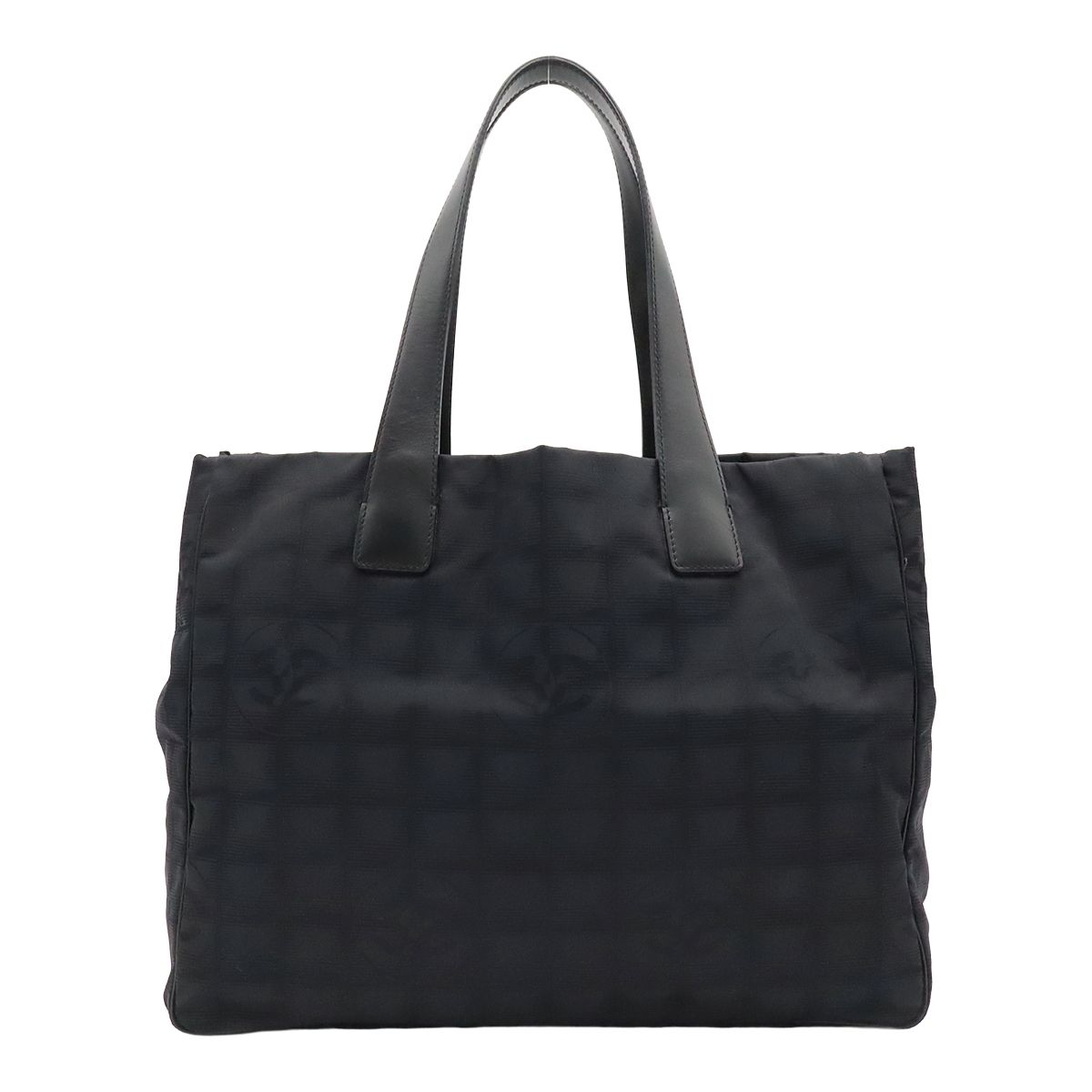 Chanel New Travel Line Tote MM Shoulder Bag Nylon Jacquard Black