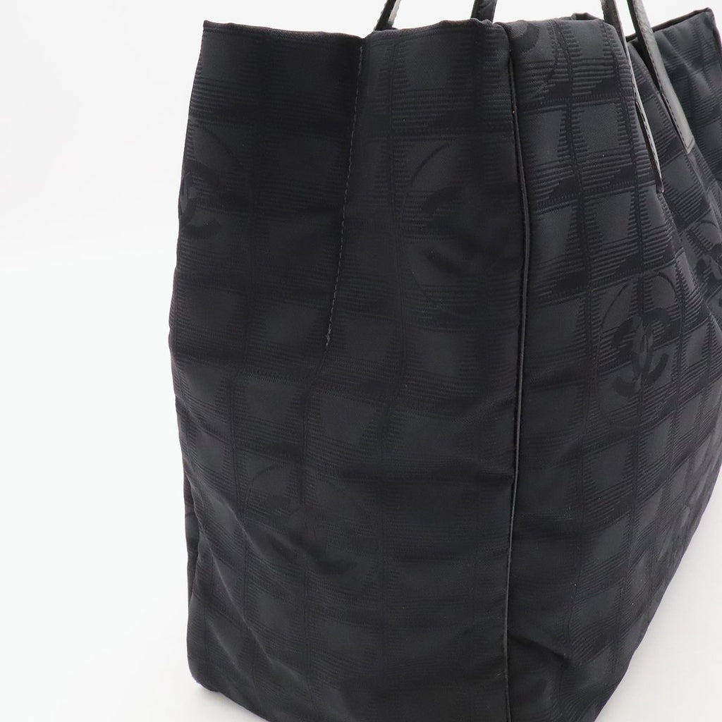Chanel New Travel Line Tote MM Shoulder Bag Nylon Jacquard Black — view 5