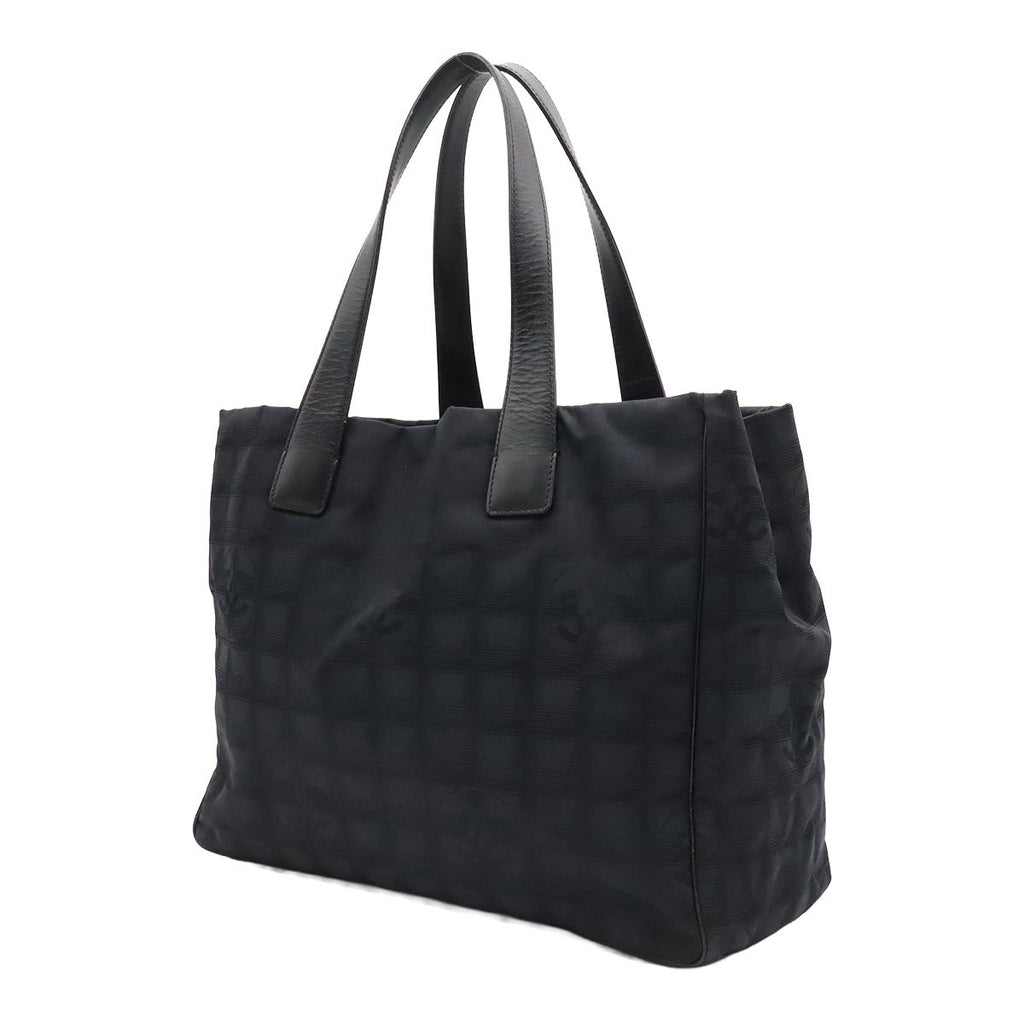 Chanel New Travel Line Tote MM Shoulder Bag Nylon Jacquard Black — view 2
