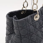 Dior Cannage Tote 2-Way Chain Shoulder Bag Leather Black Silver — view 5