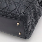 Dior Cannage Tote 2-Way Chain Shoulder Bag Leather Black Silver — view 3