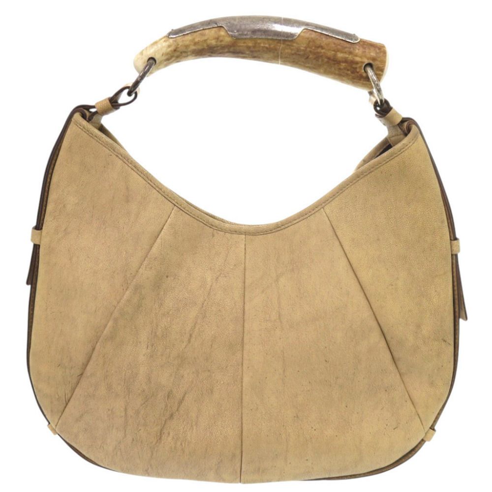 Saint Laurent Vintage Mombasa Leather Beige Shoulder Bag — view 2