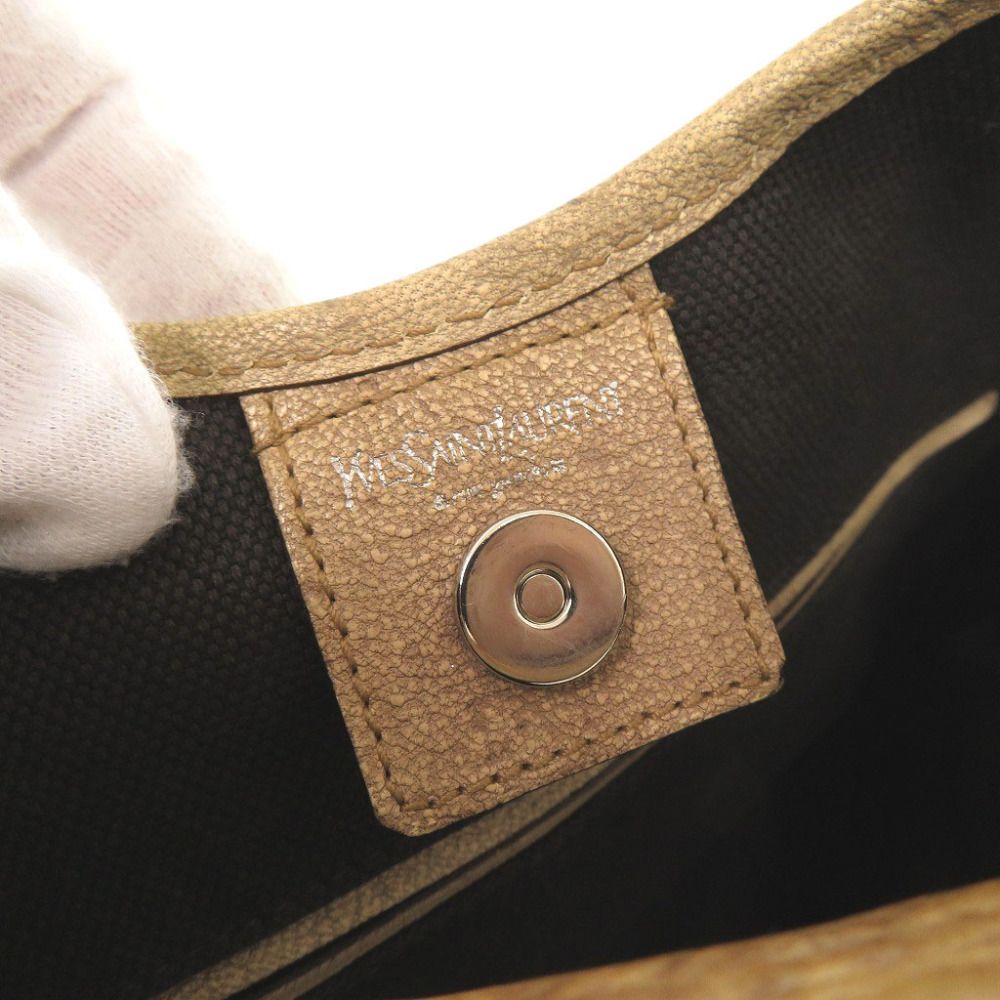 Saint Laurent Vintage Mombasa Leather Beige Shoulder Bag — view 8