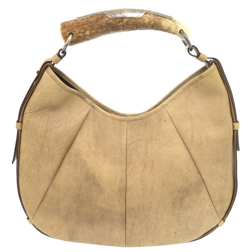 Saint Laurent Vintage Mombasa Leather Beige Shoulder Bag