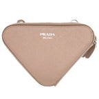 Prada Triangle Logo Saffiano Leather Pink Beige Mini Shoulder Bag — view 2