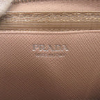Prada Triangle Logo Saffiano Leather Pink Beige Mini Shoulder Bag — view 8
