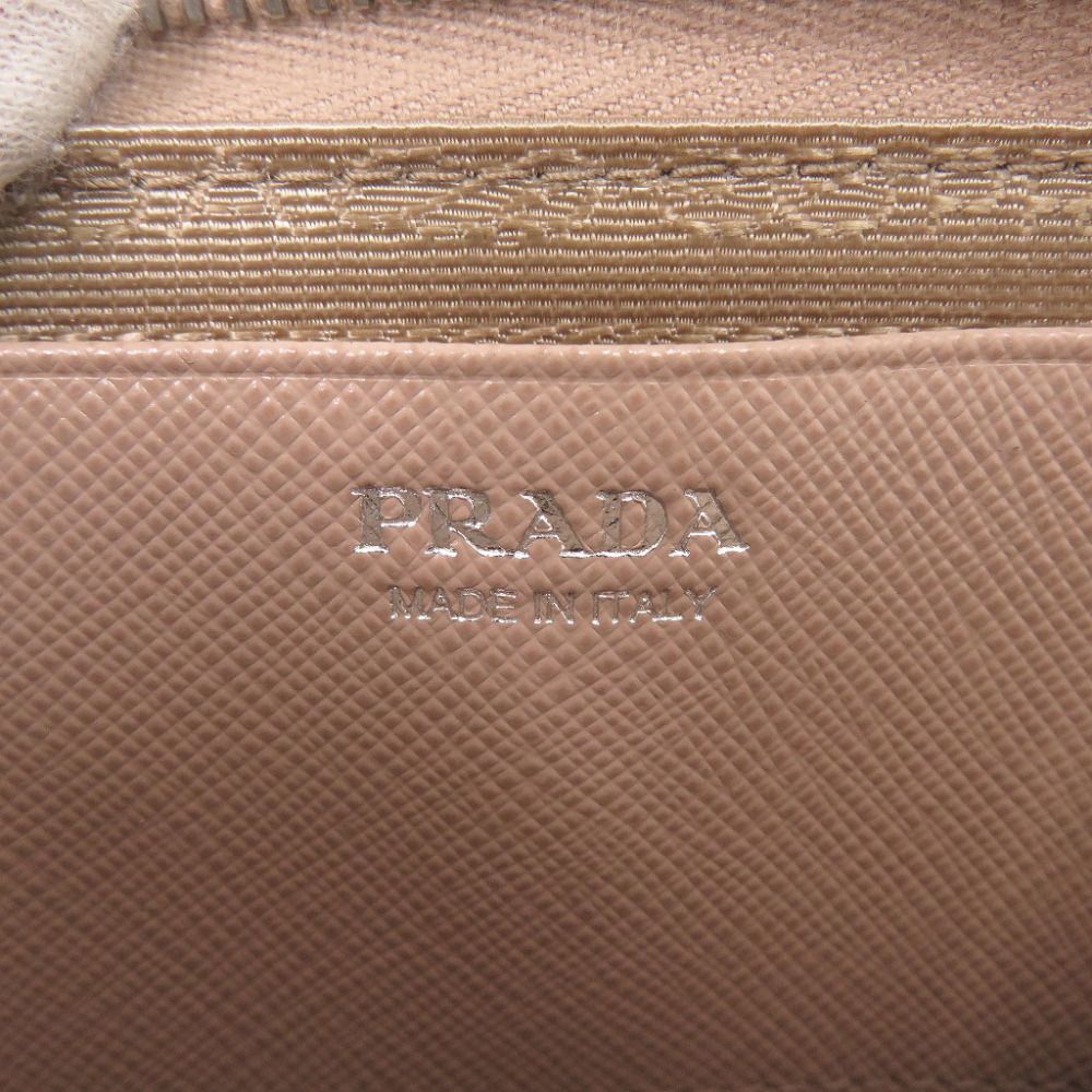 Prada Triangle Logo Saffiano Leather Pink Beige Mini Shoulder Bag — view 8