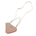 Prada Triangle Logo Saffiano Leather Pink Beige Mini Shoulder Bag — view 4