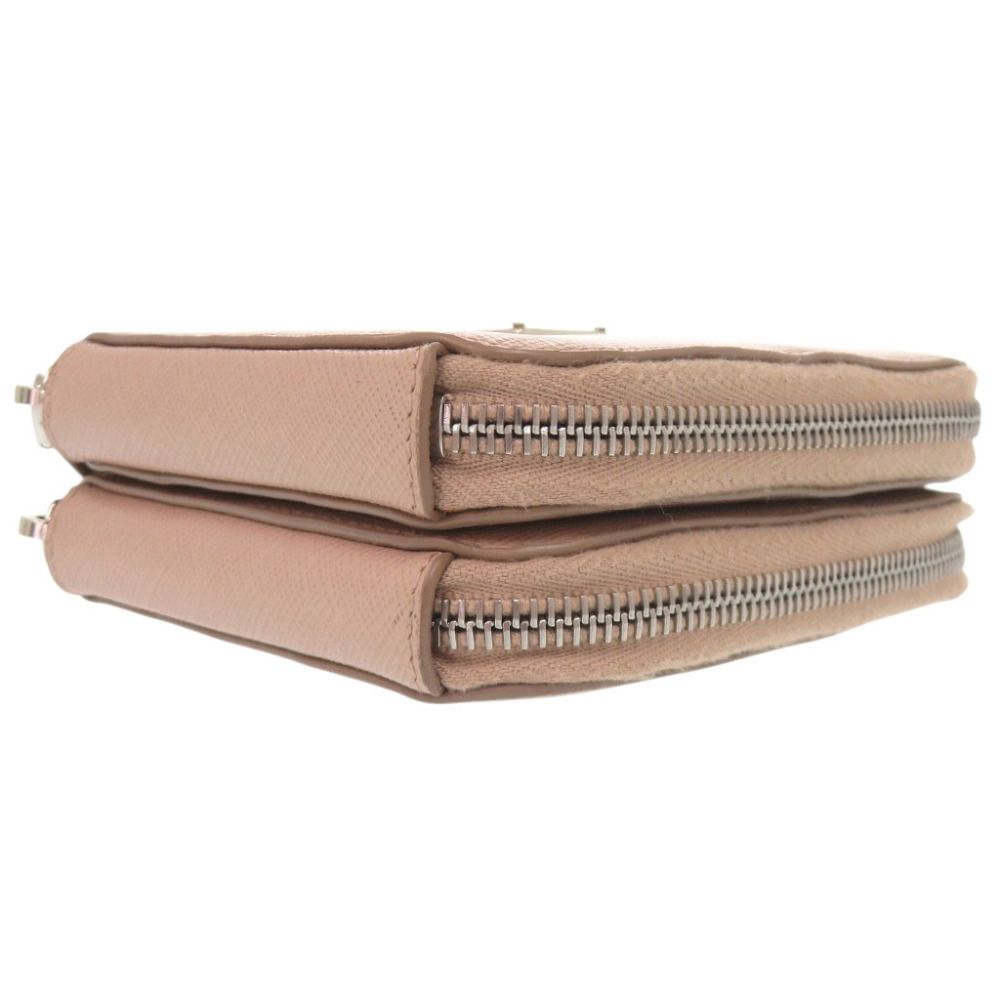 Prada Triangle Logo Saffiano Leather Pink Beige Mini Shoulder Bag — view 3