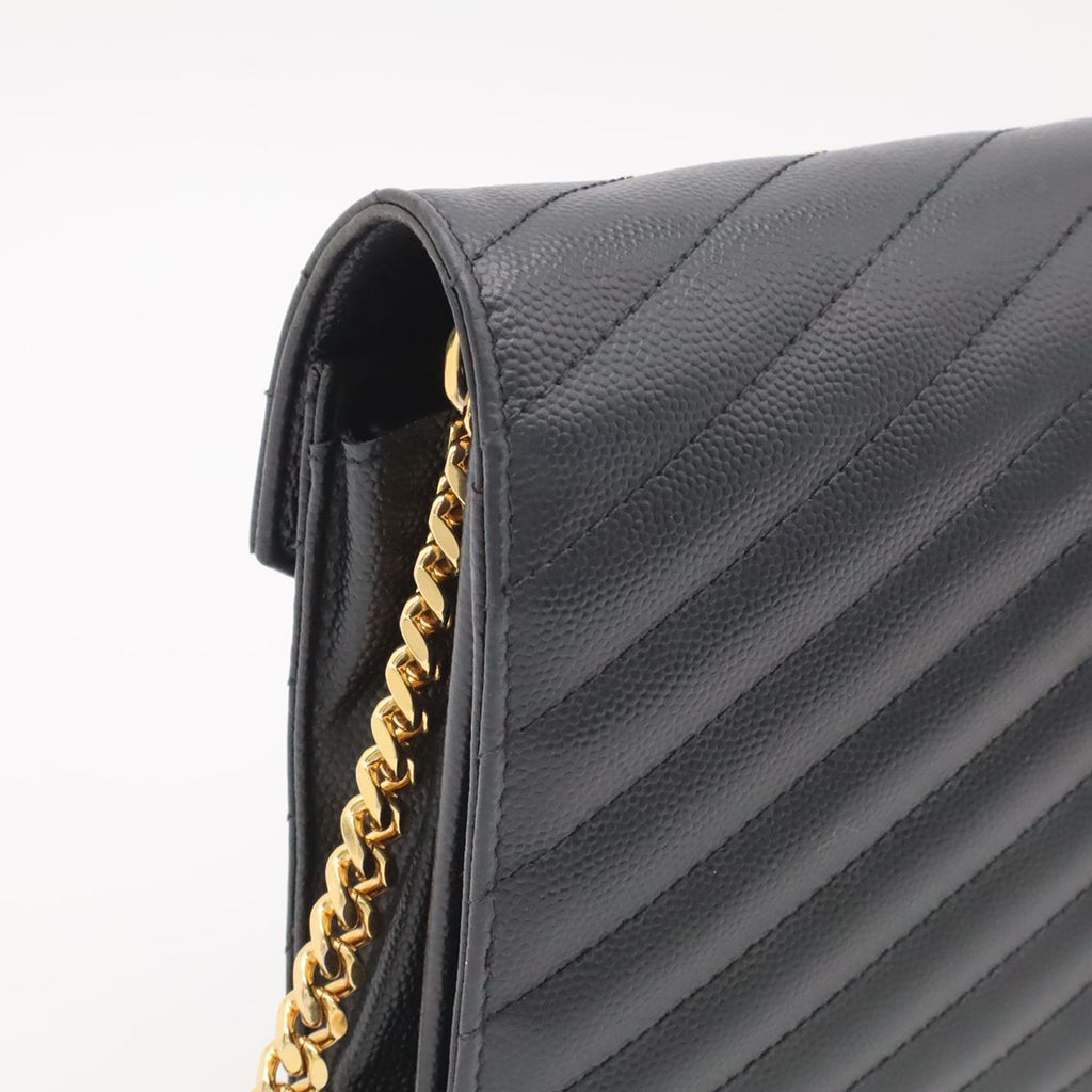 Saint Laurent Paris YSL Cassandra Chain Shoulder Bag 2-Way Clutch Leather Black — view 4