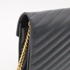 Saint Laurent Paris YSL Cassandra Chain Shoulder Bag 2-Way Clutch Leather Black — view 4