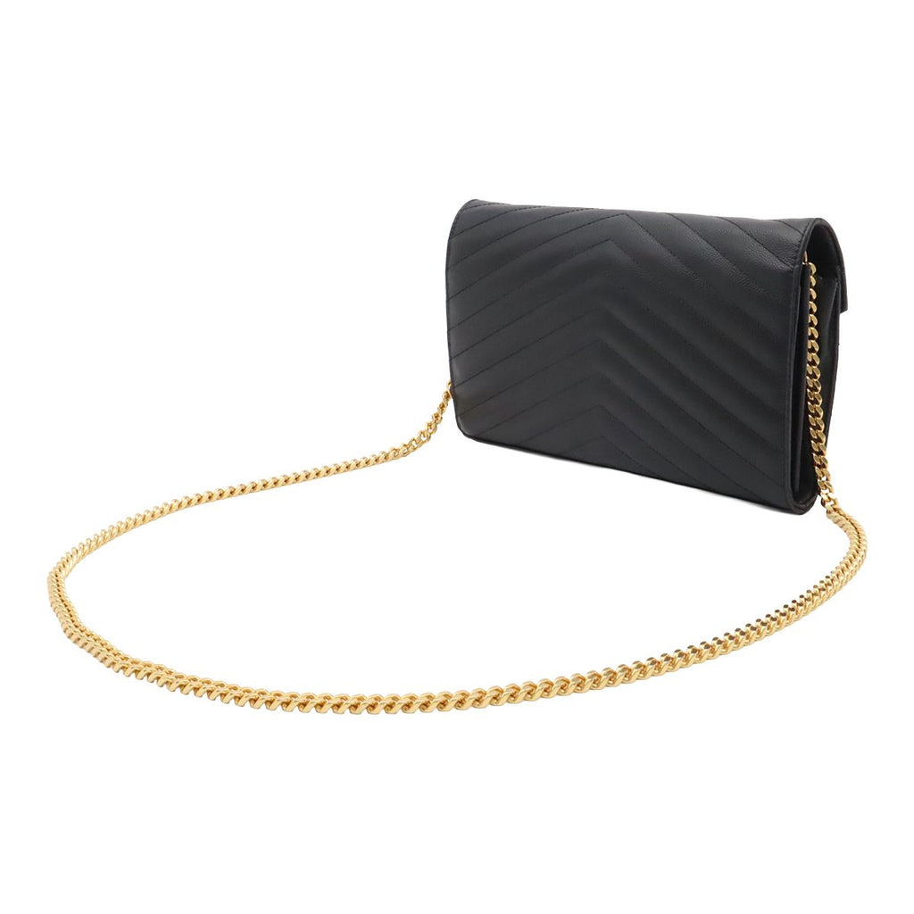 Saint Laurent Paris YSL Cassandra Chain Shoulder Bag 2-Way Clutch Leather Black — view 2
