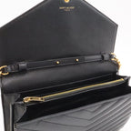 Saint Laurent Paris YSL Cassandra Chain Shoulder Bag 2-Way Clutch Leather Black — view 6
