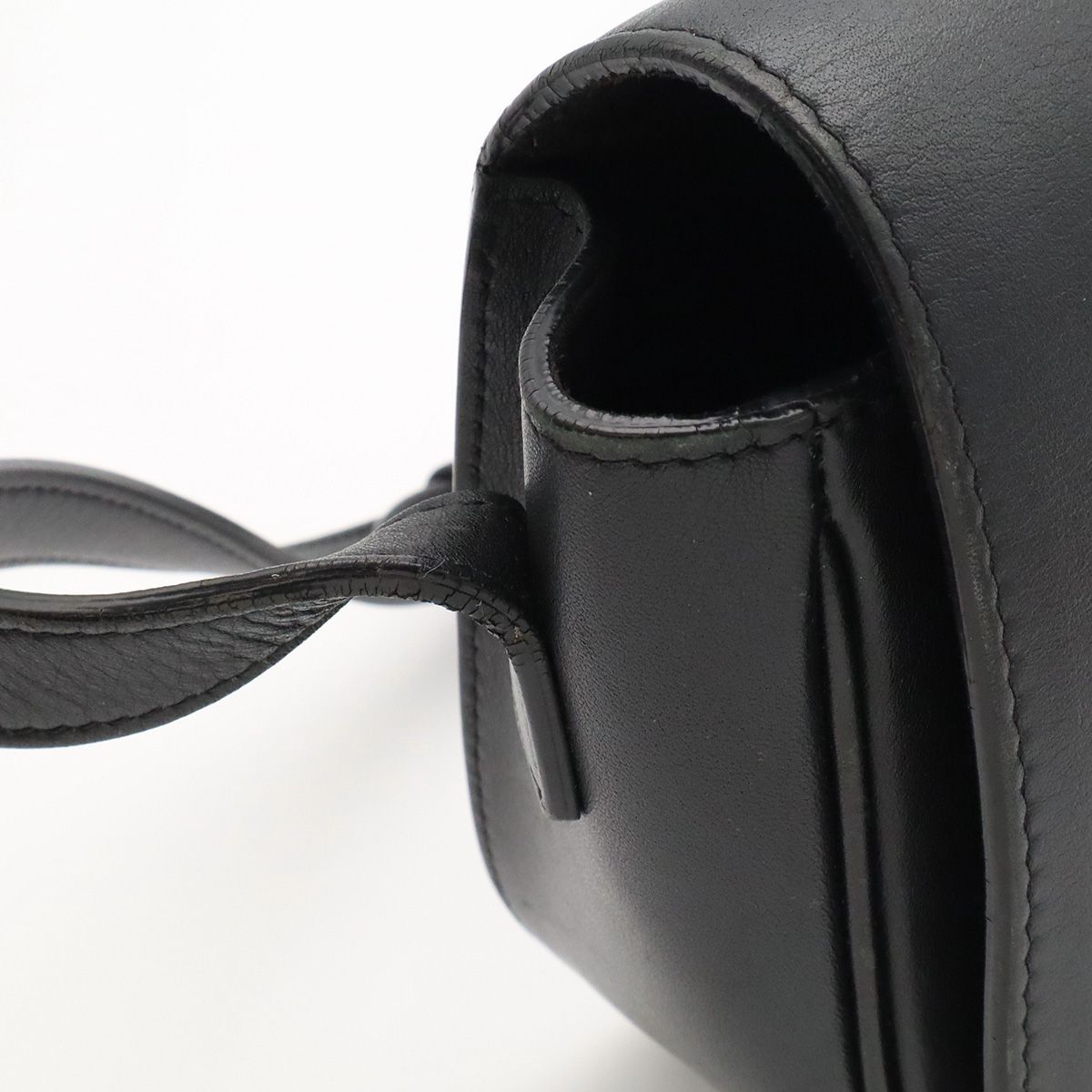 Celine Folco Cuir Triomphe Logo Shoulder Bag Pochette Crossbody Leather Black — view 5