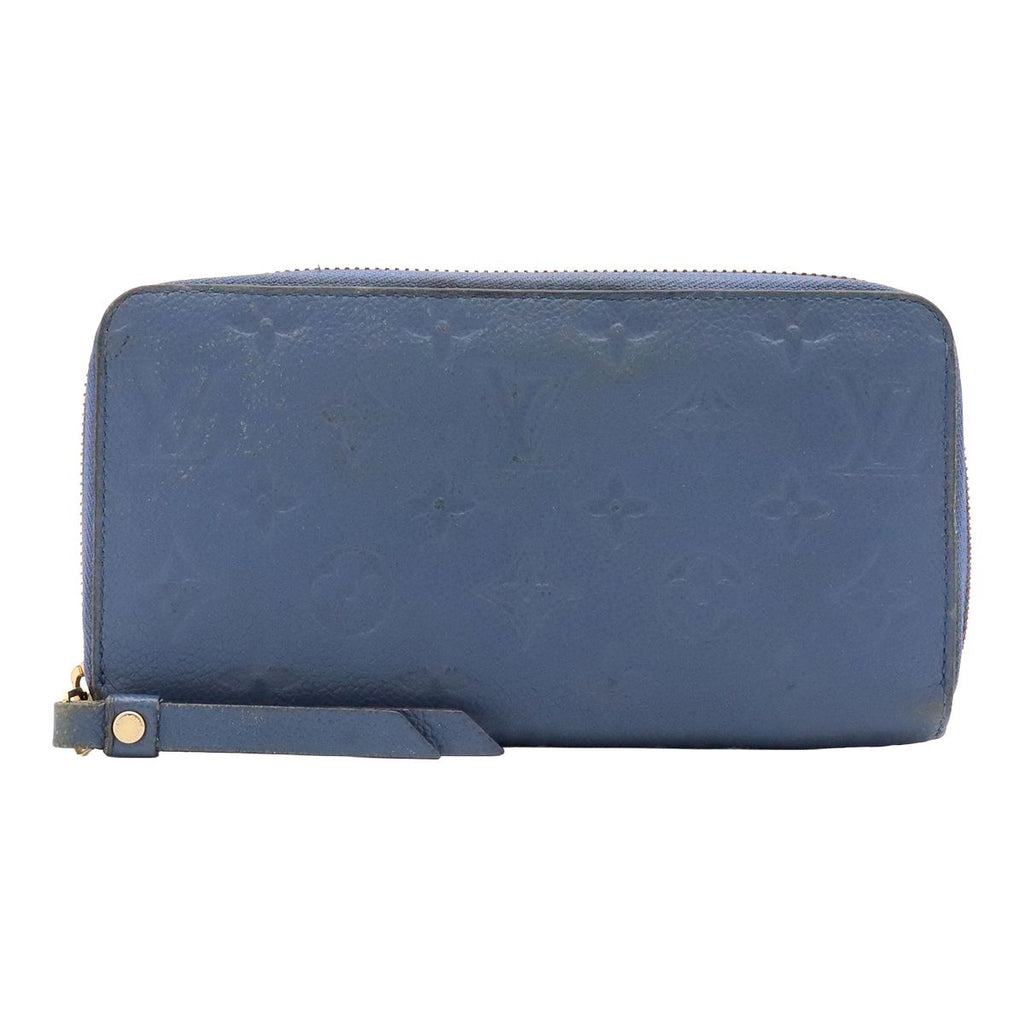 Louis Vuitton Monogram Empreinte Zippy Wallet Zip Around Denim Ankle Blue
