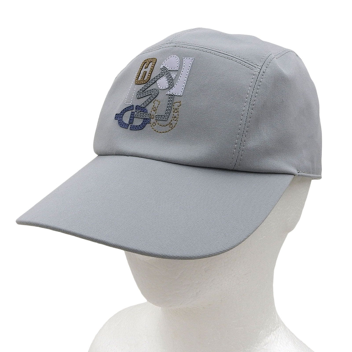Hermes Nevada Puzzle Sellier Buttons Leather Use Hat Baseball Cap Gray 57
