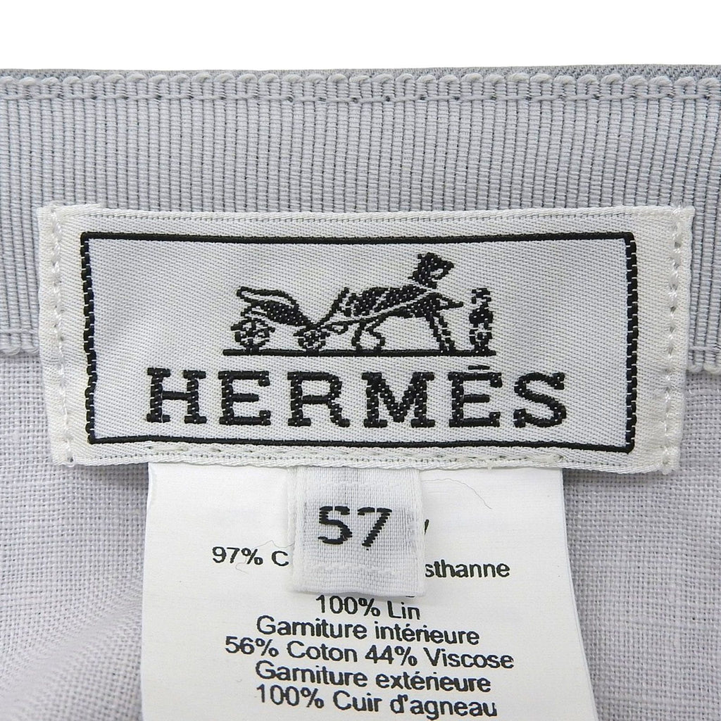 Hermes Nevada Puzzle Sellier Buttons Leather Use Hat Baseball Cap Gray 57 — view 8