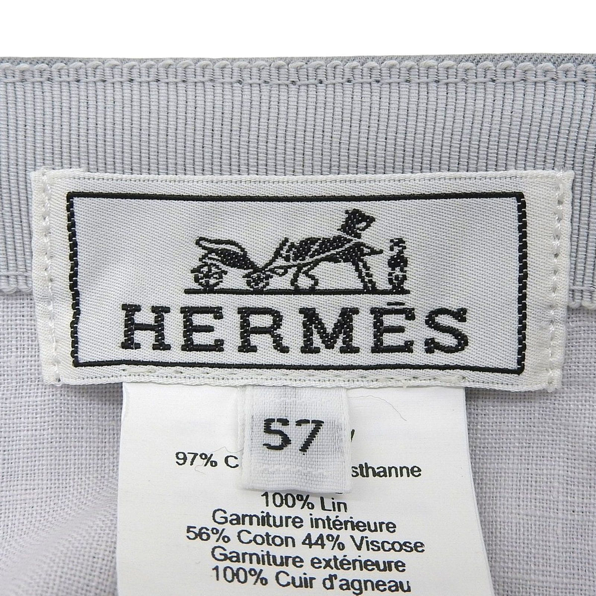 Hermes Nevada Puzzle Sellier Buttons Leather Use Hat Baseball Cap Gray 57 — view 8