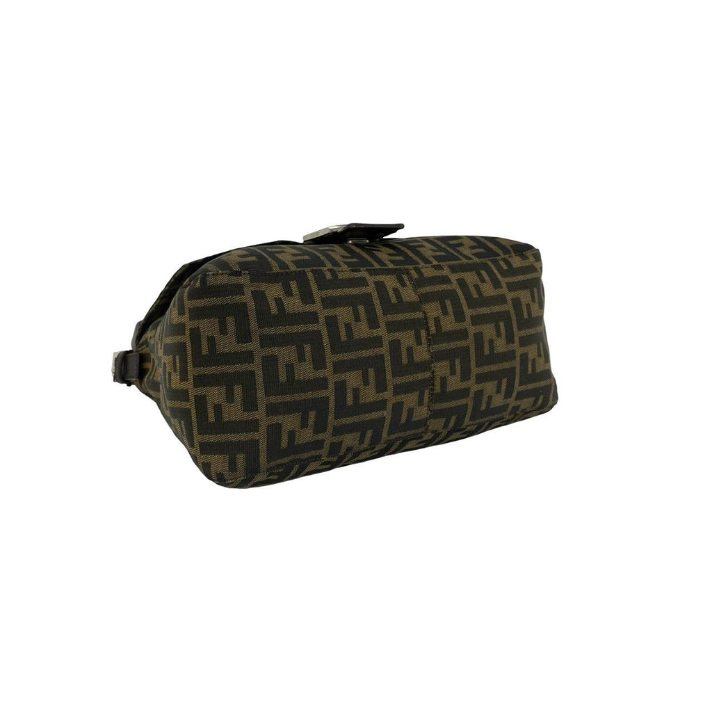 Fendi Vintage Mamma Bucket Zucca FF Logo Canvas Leather Shoulder Bag Brown — view 7