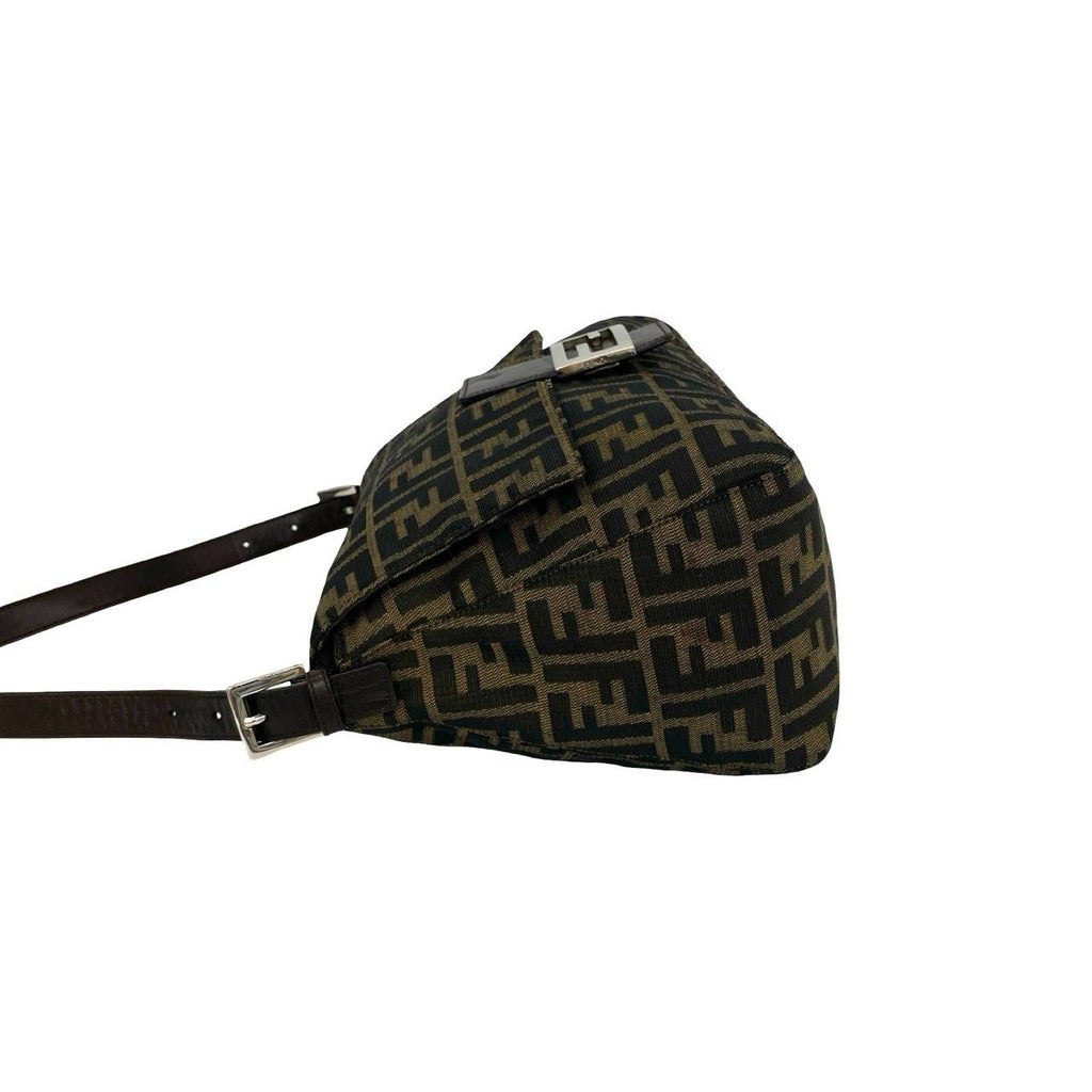 Fendi Vintage Mamma Bucket Zucca FF Logo Canvas Leather Shoulder Bag Brown — view 5