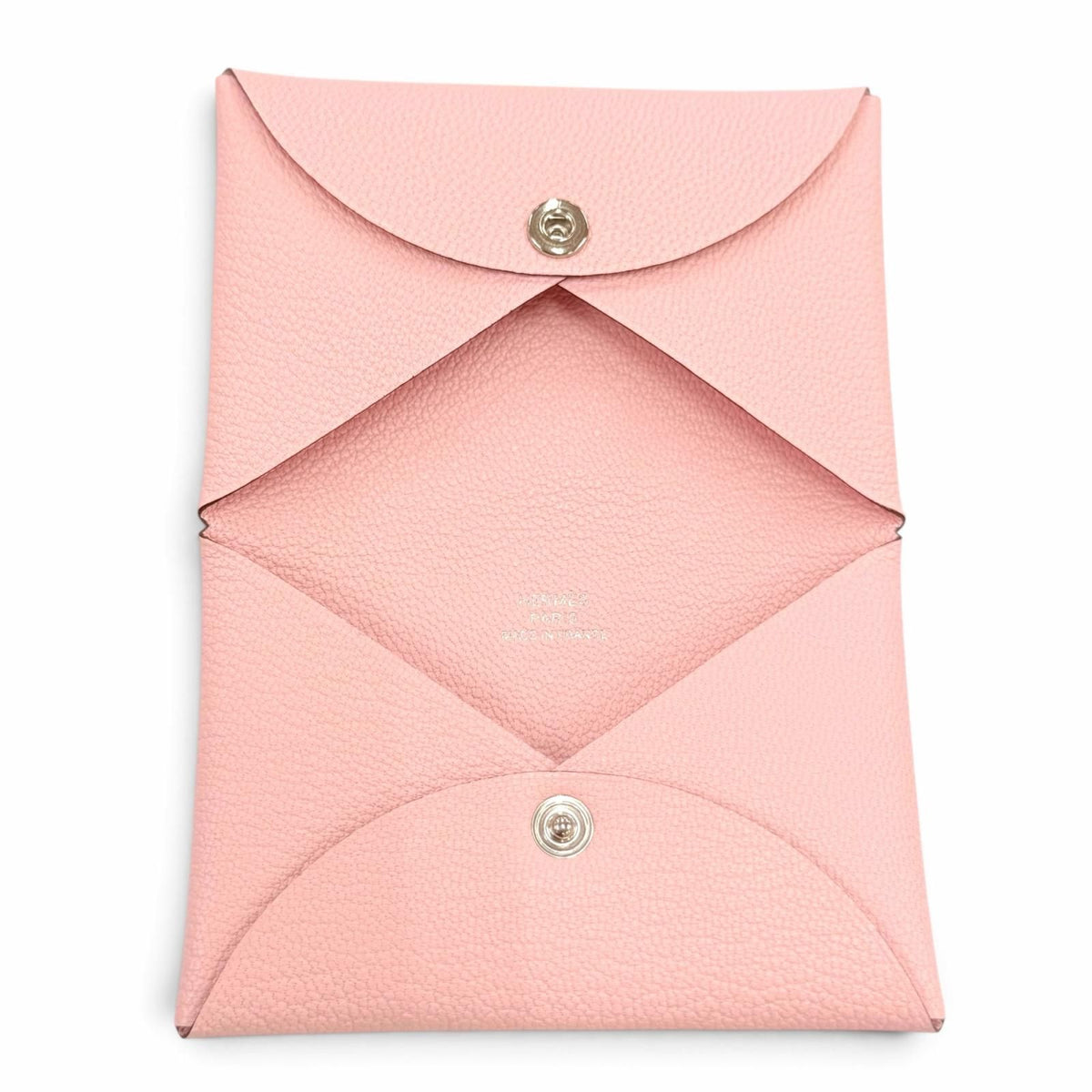 Hermes Calvi Veau Epsom Silver Card Case Pink — view 6