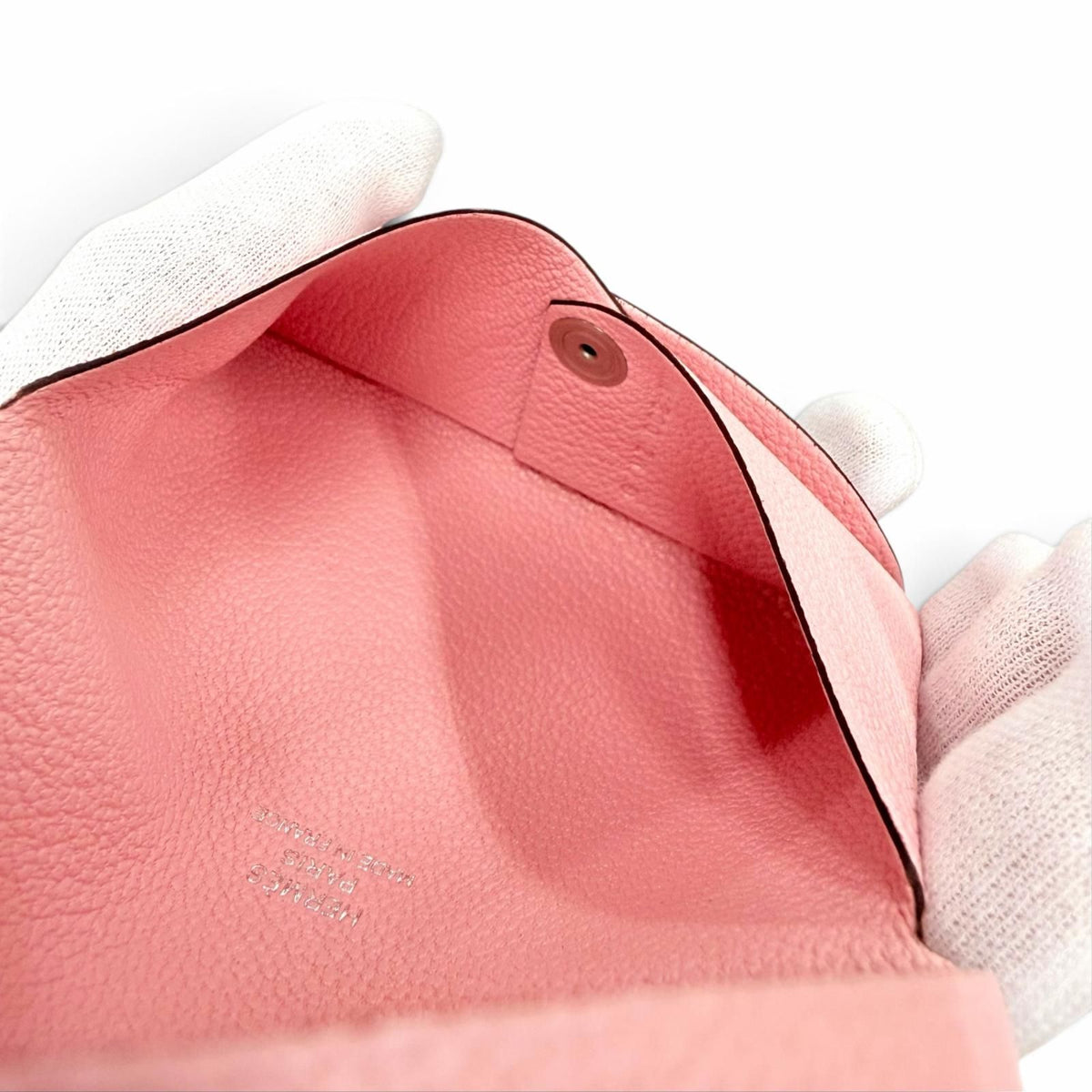 Hermes Calvi Veau Epsom Silver Card Case Pink — view 7