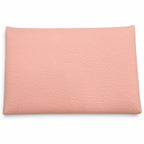 Hermes Calvi Veau Epsom Silver Card Case Pink