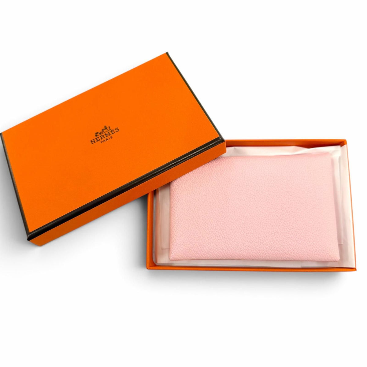 Hermes Calvi Veau Epsom Silver Card Case Pink — view 2
