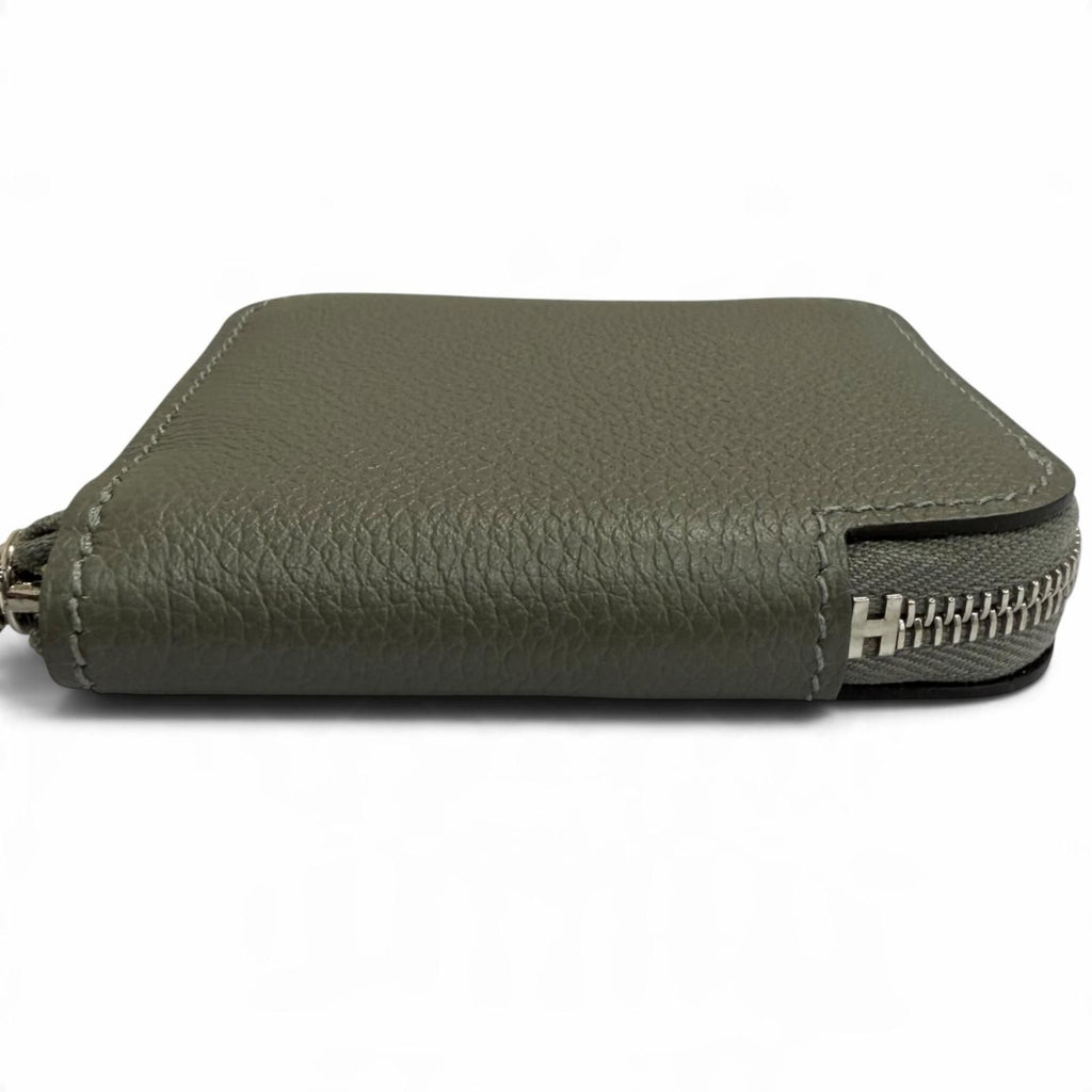 Hermes Azap Compact Mini Silk'in Evercolor Gris Meyer Silver Coin Purse — view 4