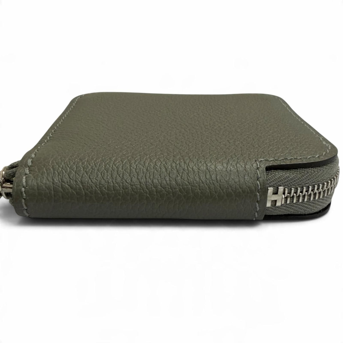 Hermes Azap Compact Mini Silk'in Evercolor Gris Meyer Silver Coin Purse — view 4