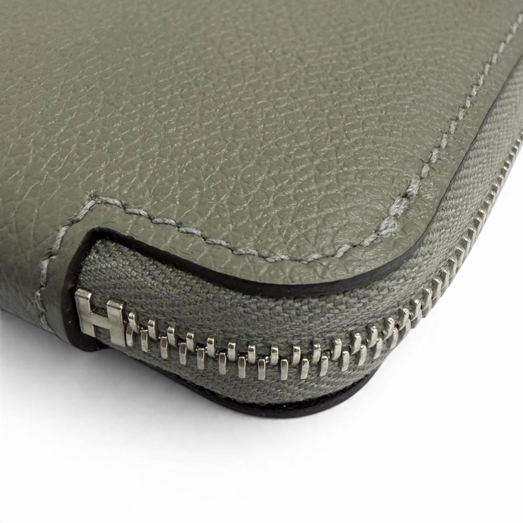 Hermes Azap Compact Mini Silk'in Evercolor Gris Meyer Silver Coin Purse — view 6