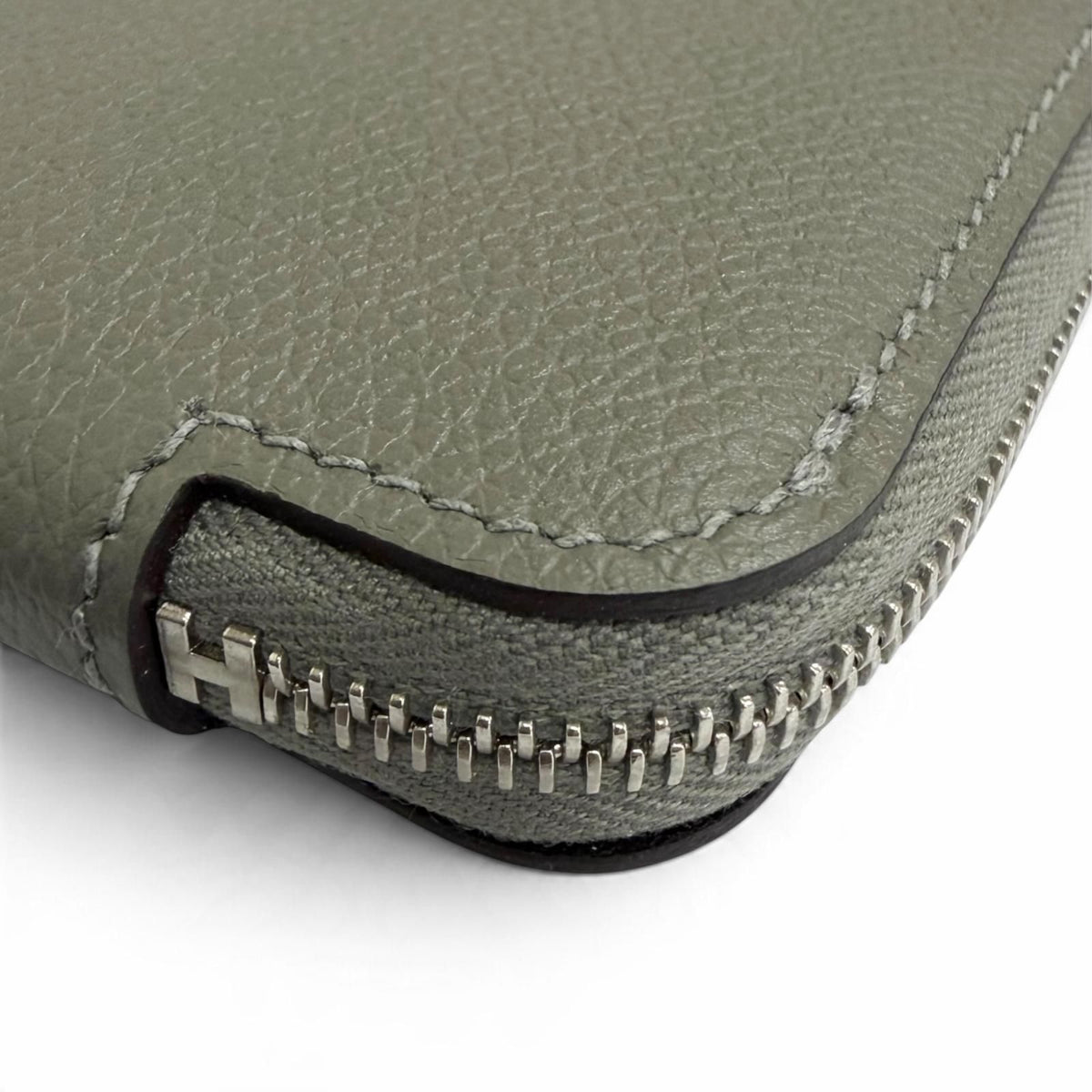 Hermes Azap Compact Mini Silk'in Evercolor Gris Meyer Silver Coin Purse — view 6
