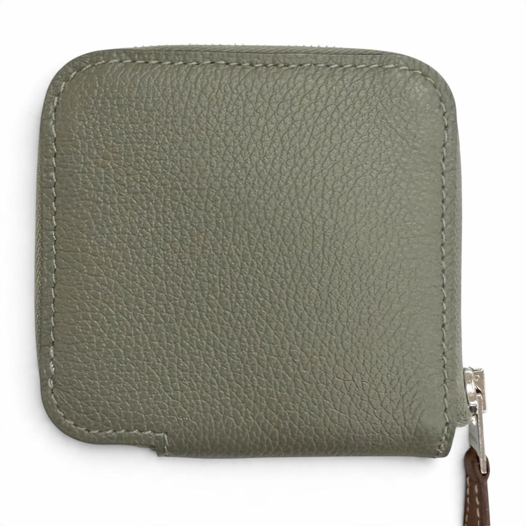 Hermes Azap Compact Mini Silk'in Evercolor Gris Meyer Silver Coin Purse