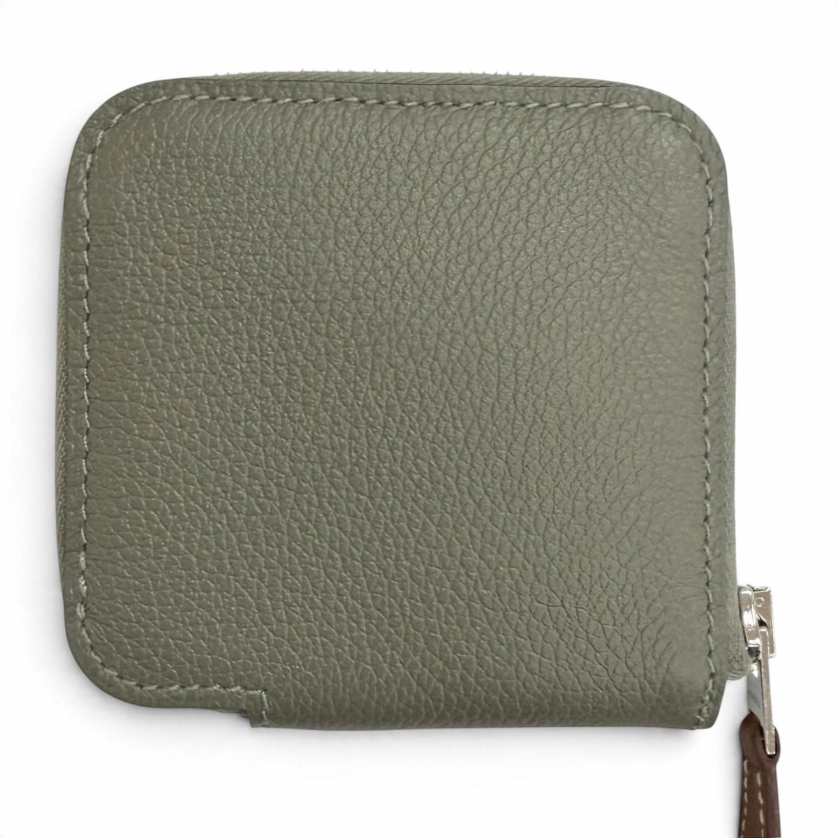 Hermes Azap Compact Mini Silk'in Evercolor Gris Meyer Silver Coin Purse